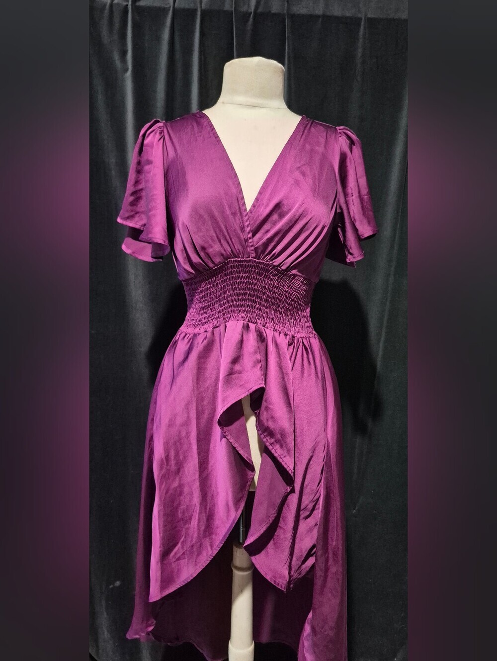 Purple V-Neck Smocked Waist Dress (Box C)